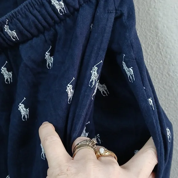 Polo Ralph Lauren Pajama Pants Mens Blue AOP 100% Cotton Casual Lounge Lg - Picture 4 of 7